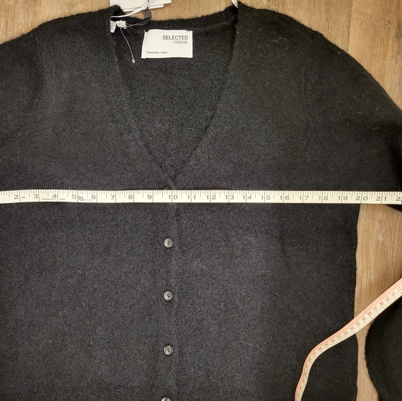 Selected Femme Curve Knit Cardigan 'Juma' Black Size Large (Wool & Alpaca) - Picture 13 of 16